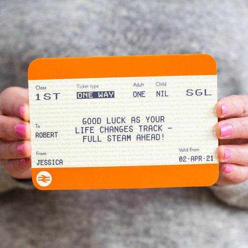 Personalised Train Ticket Good Luck Card General Cards Of Life & Lemons 