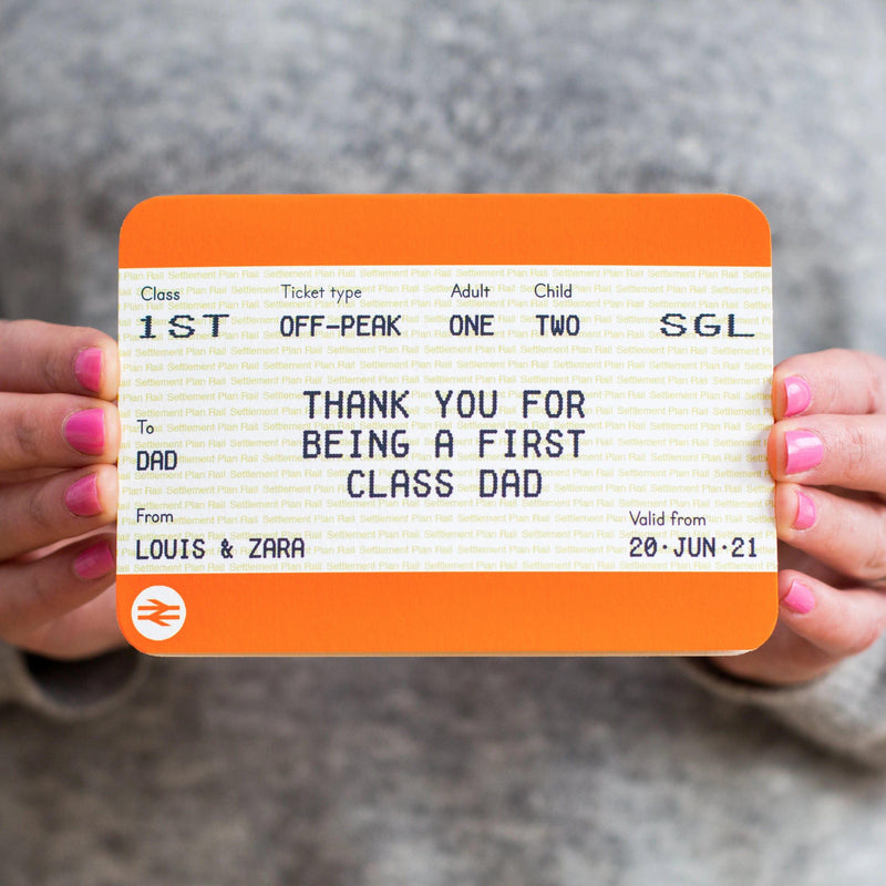 Personalised Train Ticket Father's Day Card Cards for Dad Of Life & Lemons 