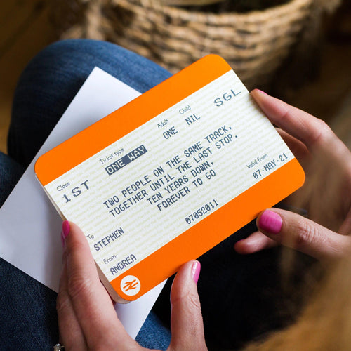 Personalised Train Ticket Anniversary Card Cards for your Other Half Of Life & Lemons 