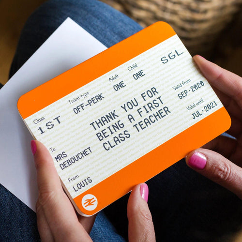 Personalised Train Ticket Card for Teacher Cards for Teachers Of Life & Lemons 