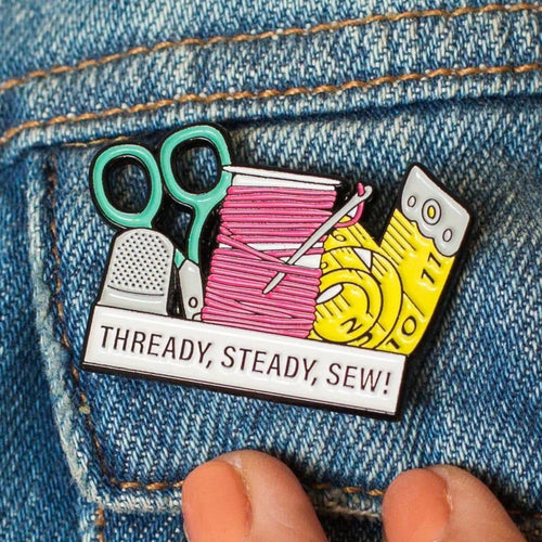 'Thready, Steady, Sew!' Enamel Pin Badge Enamel Pin Badge Of Life & Lemons 