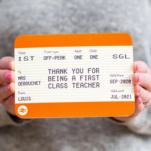 Personalised Train Ticket Card for Teacher Cards for Teachers Of Life & Lemons 