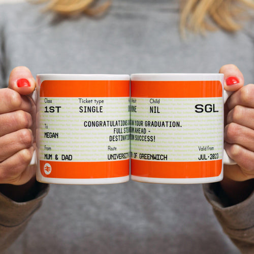 Train Ticket Personalised Graduation Mug - Of Life & Lemons®