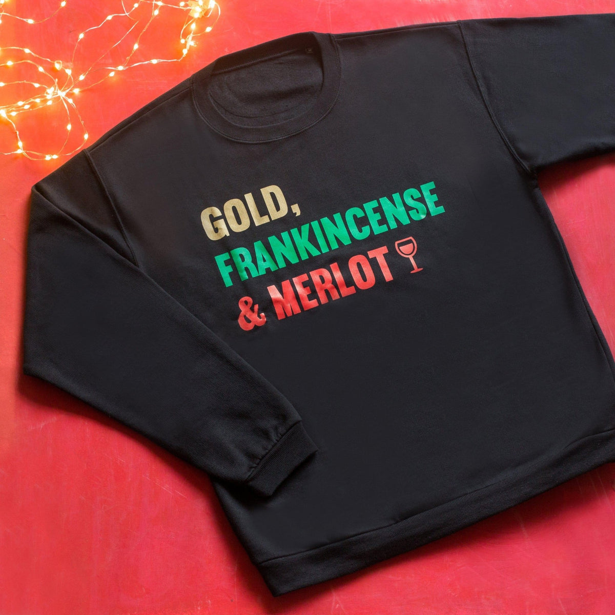 'Gold, Frankincense & Merlot' Wine Slogn Christmas Jumper - Of Life & Lemons®