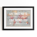 'Life Takes You To Unexpected Places' Personalised Map Print Map Prints Of Life & Lemons 