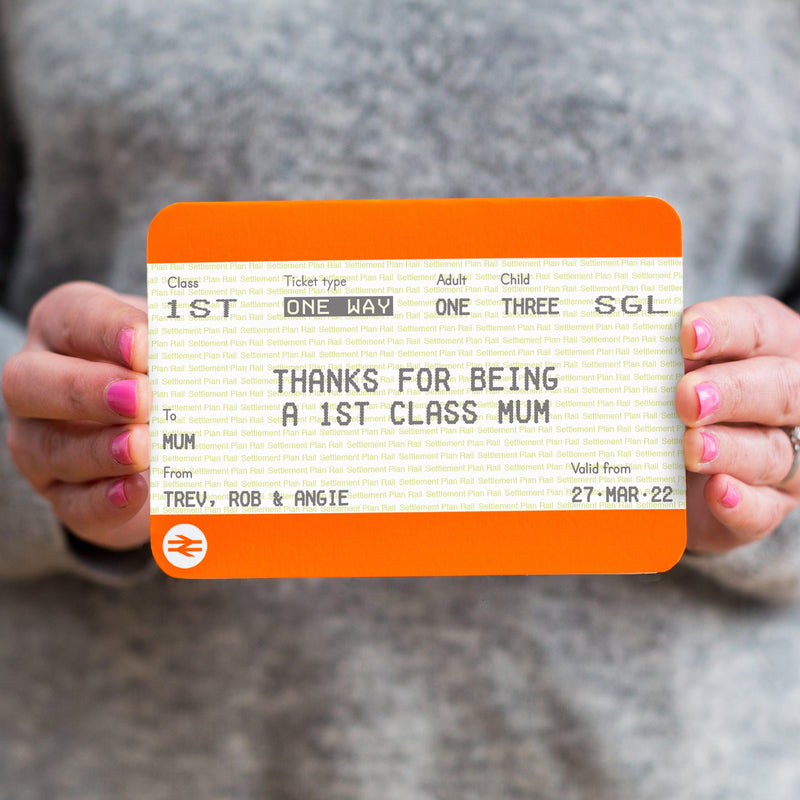 Personalised Train Ticket Mother's Day Card Cards for Mum Of Life & Lemons 