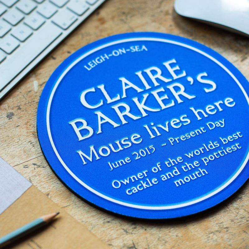 Personalised Blue Plaque Mouse Mat Mouse Mat Of Life & Lemons® 