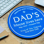 Personalised Blue Plaque Mouse Mat for Dad Mouse Mat Of Life & Lemons® 