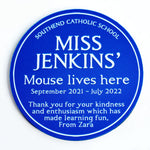 Personalised Blue Plaque Mouse Mat for a Teacher Mouse Mat Of Life & Lemons® 