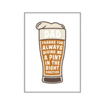 'Pint in the right direction' card for Dad Cards for Dad Of Life & Lemons 