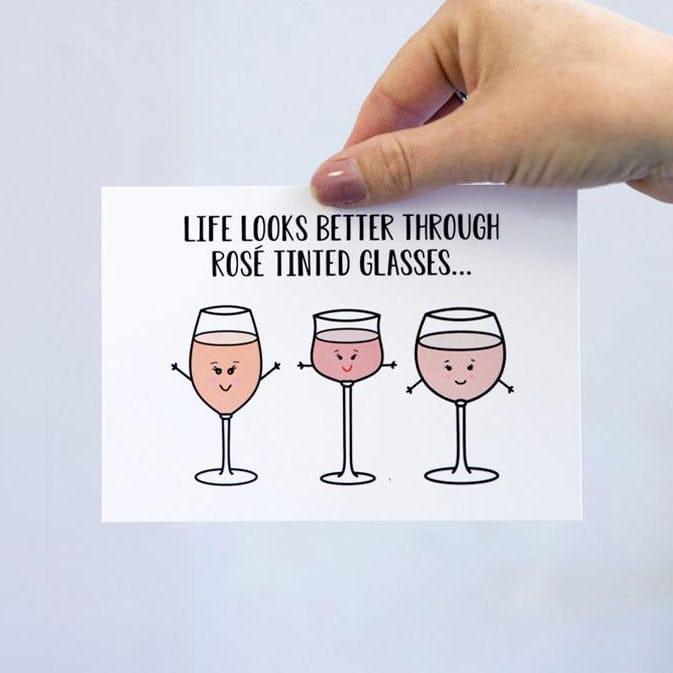'Rosé Tinted Glasses' Postcard Postcard Of Life & Lemons® 