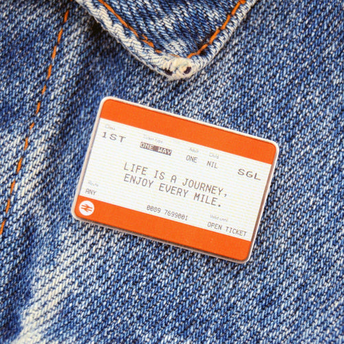 'Life is a Journey' Train Ticket Badge Of Life & Lemons 