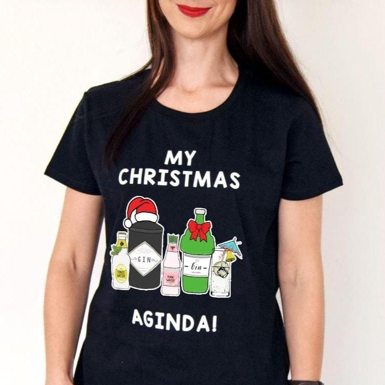 'AGINda' Gin Christmas T-Shirt T-Shirt Of Life & Lemons 