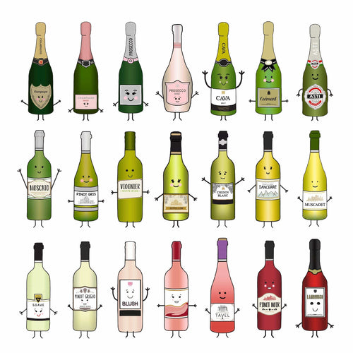 'It's A Wine-derful Life' Different Types of Wine Print Montage Prints Of Life & Lemons 