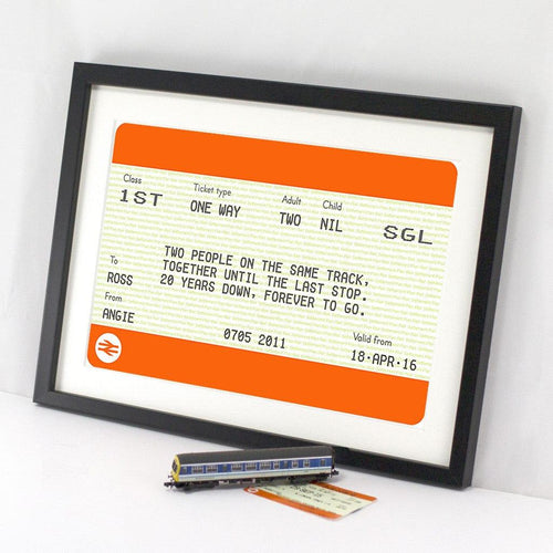 Personalised Train Ticket Anniversary Print Train Ticket Prints Of Life & Lemons 