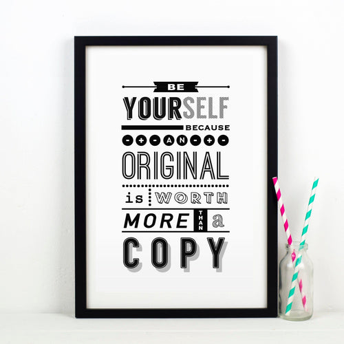 'Be Yourself' Typography Print Typographic Collection Of Life & Lemons 