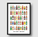 'Don't Worry Beer Hoppy' Illustrated Beer Print Montage Prints Of Life & Lemons 