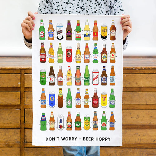 'Beer Hoppy' Beer Montage Tea Towel Tea Towel Of Life & Lemons 