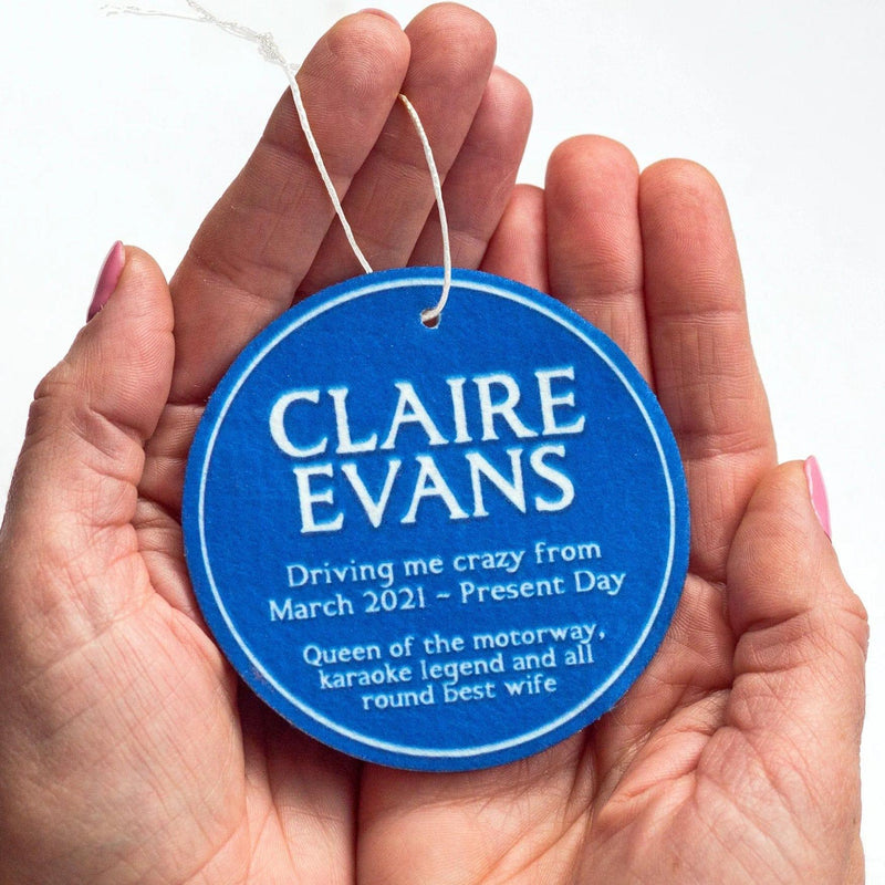 Personalised Blue Plaque Car Air Freshener