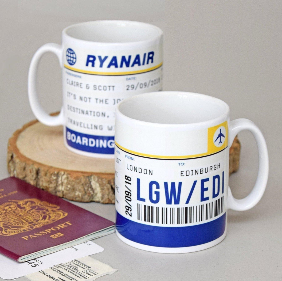 Personalised Boarding Pass Mug - Of Life & Lemons®