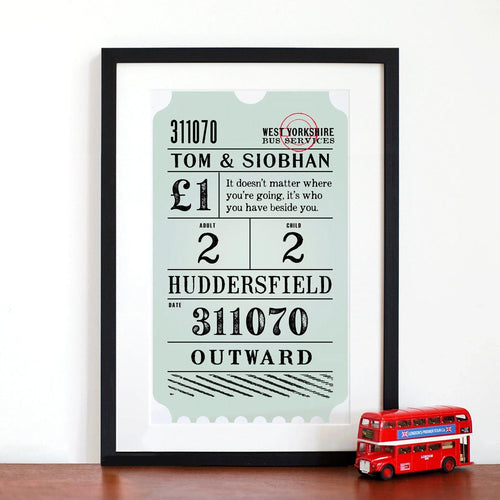 Vintage Personalised Bus Ticket Print Personalised Prints Of Life & Lemons 