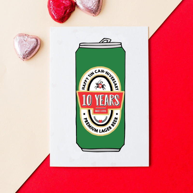Personalised Beer 'Tin' 10th Anniversary Card Cards for your Other Half Of Life & Lemons 