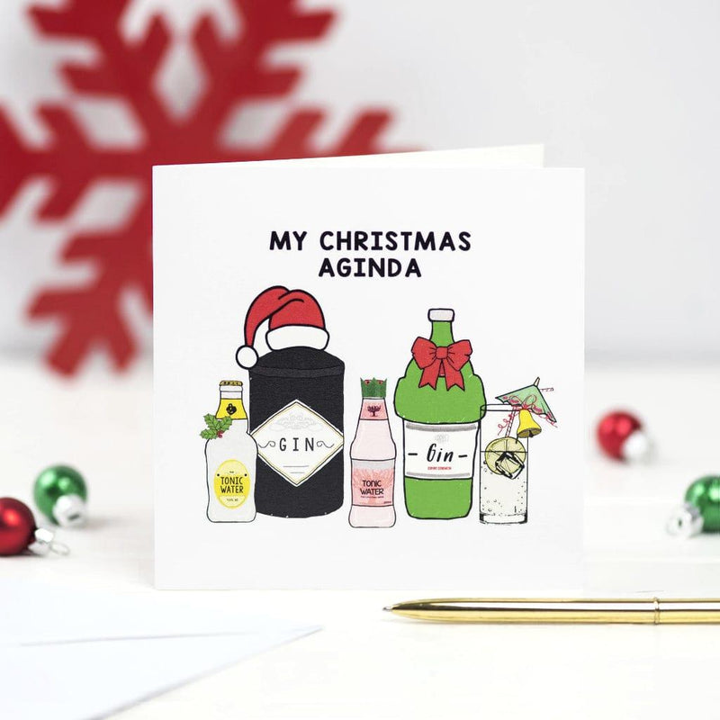 'Christmas Aginda' Funny Gin Christmas Card Christmas Card Of Life & Lemons 