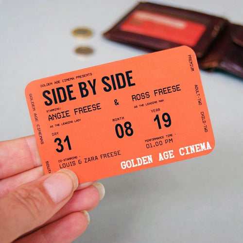 Personalised Cinema Ticket Wallet Keepsake Wallet Keepsake Of Life & Lemons 