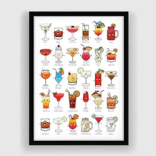 Illustrated Cocktails Print Montage Prints Of Life & Lemons 