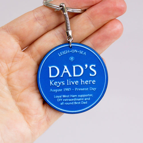 Personalised Blue Plaque Keyring for Dad Personalised Keyring Of Life & Lemons 