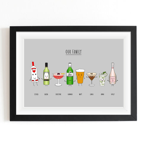 Personalised Family Drinks Print Personalised Prints Of Life & Lemons 