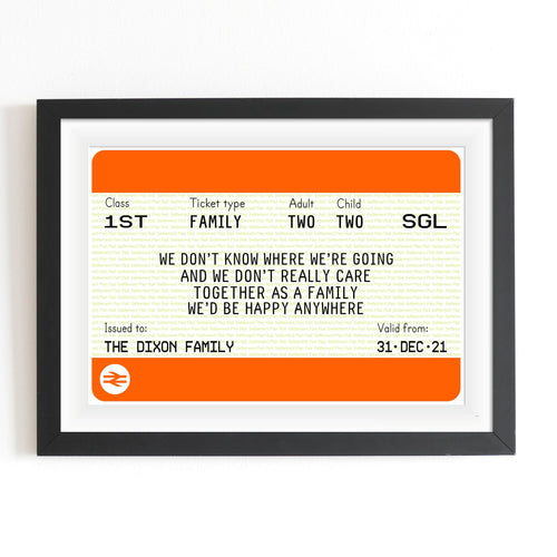 Personalised Family Train Ticket Print Train Ticket Prints Of Life & Lemons 