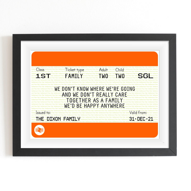 Personalised Family Train Ticket Print Train Ticket Prints Of Life & Lemons 