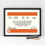 Personalised Train Ticket Father's Day Print Train Ticket Prints Of Life & Lemons 