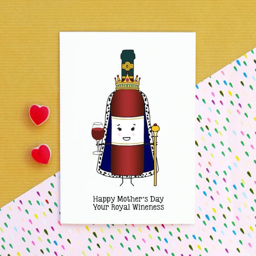 'Her Royal Wine-ness' Funny Wine Mother's Day Card Cards for Mum Of Life & Lemons 