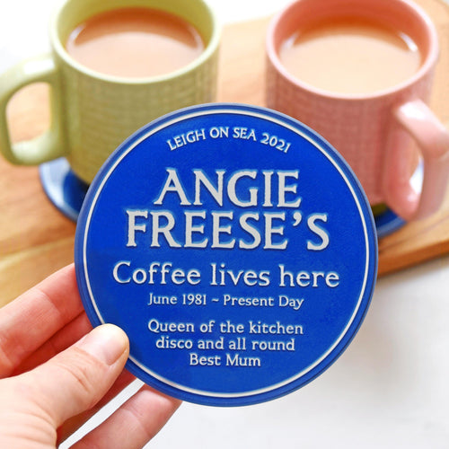 Personalised 'Blue Plaque' Glass Coaster Coaster Of Life & Lemons® 