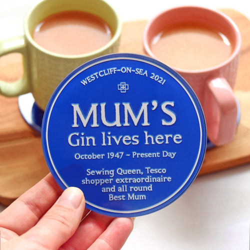 Personalised 'Blue Plaque' Glass Coaster for Mum Coaster Of Life & Lemons® 