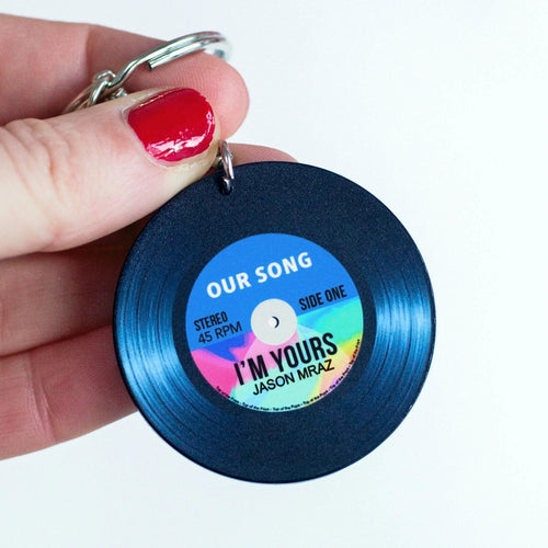 'Our Song' Personalised Vinyl Record Keyring Personalised Keyring Of Life & Lemons 