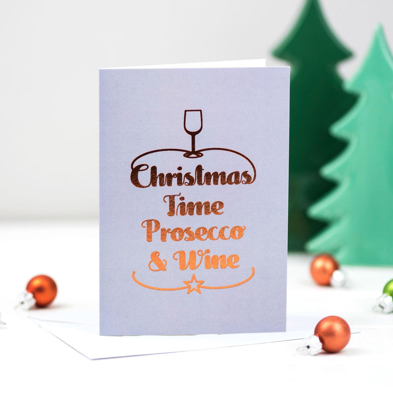 Luxury Foiled 'Prosecco & Wine' Christmas Card Christmas Cards Of Life & Lemons 