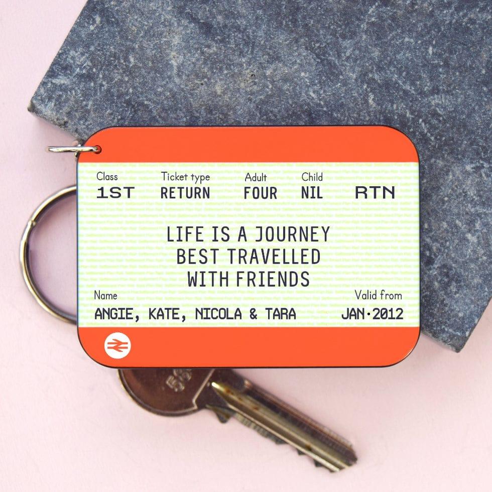 Personalised Train Ticket Friendship Keyring Personalised Keyring Of Life & Lemons 