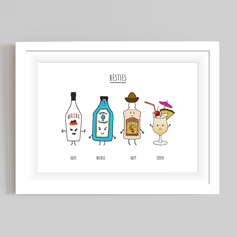 Personalised Friends as Drinks Print Personalised Prints Of Life & Lemons 