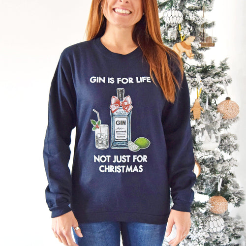'Gin Is For Life' Christmas Jumper Sweatshirt Of Life & Lemons 
