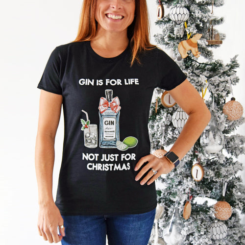'Gin Is For Life' Christmas T-Shirt T-Shirt Of Life & Lemons 