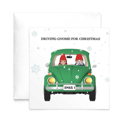 'Driving Gnome for Christmas' Funny Christmas Card Christmas Card Of Life & Lemons 