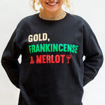 'Gold, Frankincense & Merlot' Wine Slogn Christmas Jumper Sweatshirt Of Life & Lemons 