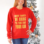 'Good Tonics' Gold Gin Christmas Jumper Sweatshirt Of Life & Lemons 