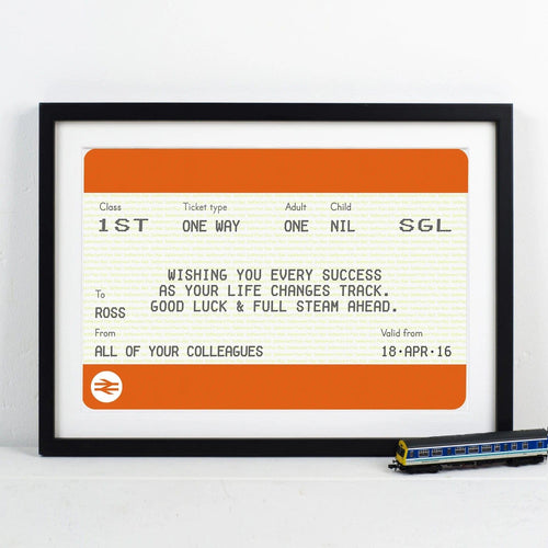 Personalised Good Luck Train Ticket Print Train Ticket Prints Of Life & Lemons 