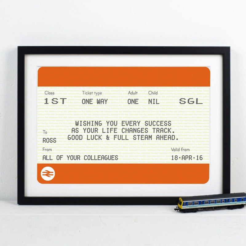 Personalised Good Luck Train Ticket Print Train Ticket Prints Of Life & Lemons 