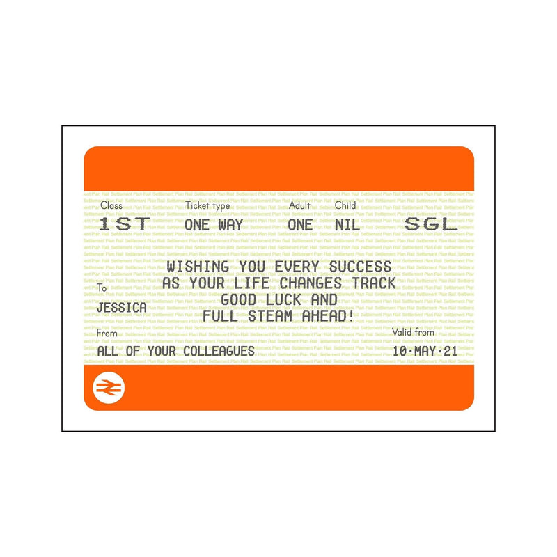 Personalised Good Luck Train Ticket Print Train Ticket Prints Of Life & Lemons 