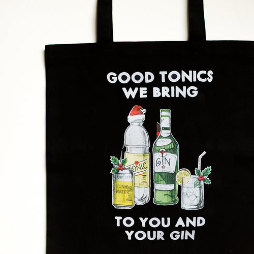 'Good Tonics We Bring' Christmas Gin Tote Bag Tote Bag Of Life & Lemons 